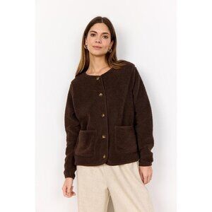 NWT SOYA CONCEPT ONYX Chocolate Brown Teddy Cardigan